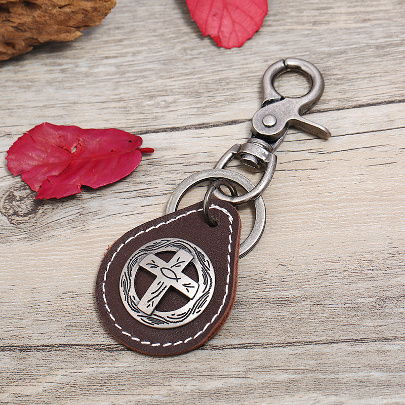 Wholesale Cross Cowhide Keychains